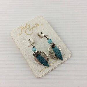 Jody Coyote Dangle Pierced Textured Earrings Boho Sterling Silver Hooks
